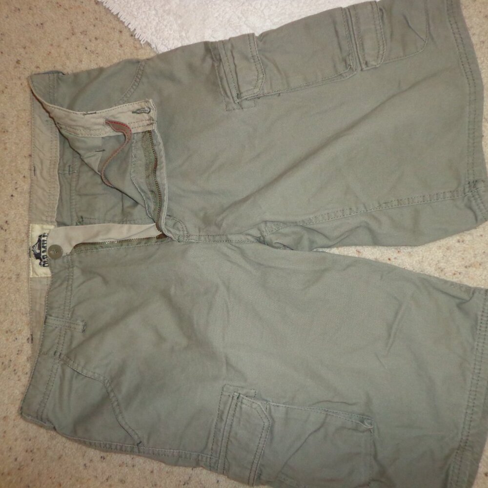 OLD MILL Men's Bermuda Cargo Shorts 34 Greenish Grey Zip/Button Closure Pockets